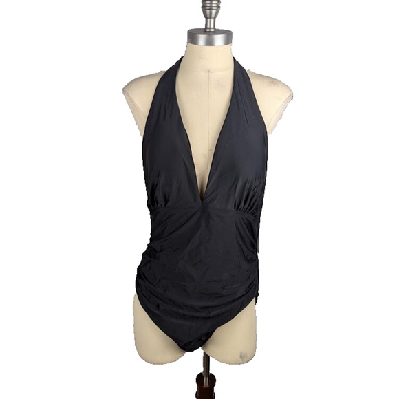 Tommy Hilfiger Women's One Piece Swimsuit Black‎ Ruched Side Size 18 - Picture 1 of 4